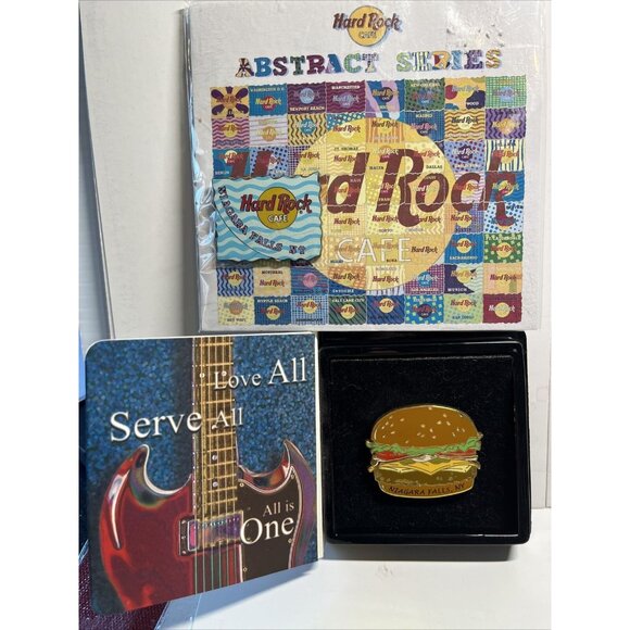 2 Hard Rock Cafe Niagara Falls, NY Hamburger Pin & Abstract Puzzle Limited Ed. - Picture 1 of 4